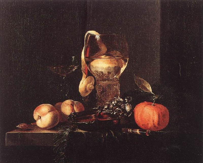 KALF, Willem Still-Life with Silver Bowl, Glasses, and Fruit Germany oil painting art
